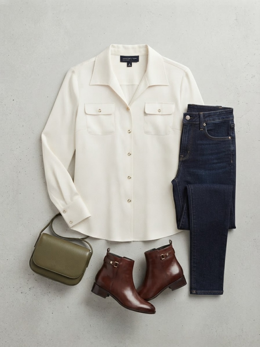 Women's Off-White Button-Front Shirt — Classic Shirt